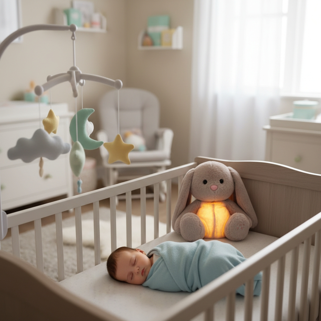 Baby Breath Baby Bear Soothes Otter Plush Toy Doll Baby Kids Soothing Music Baby Sleeping Companion Sound and Light Doll Toy