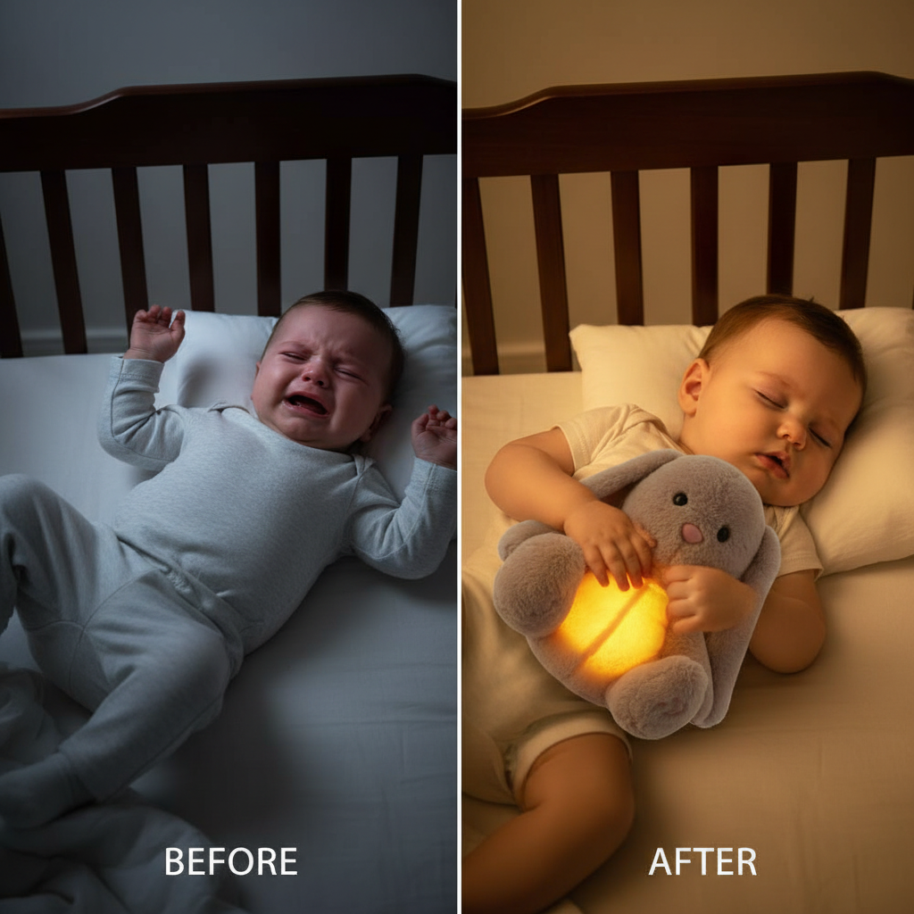 Baby Breath Baby Bear Soothes Otter Plush Toy Doll Baby Kids Soothing Music Baby Sleeping Companion Sound and Light Doll Toy